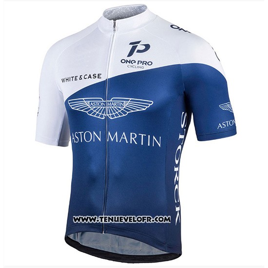 2018 Maillot Ciclismo One Pro Blanc et Fonce Bleu Manches Courtes et Cuissard